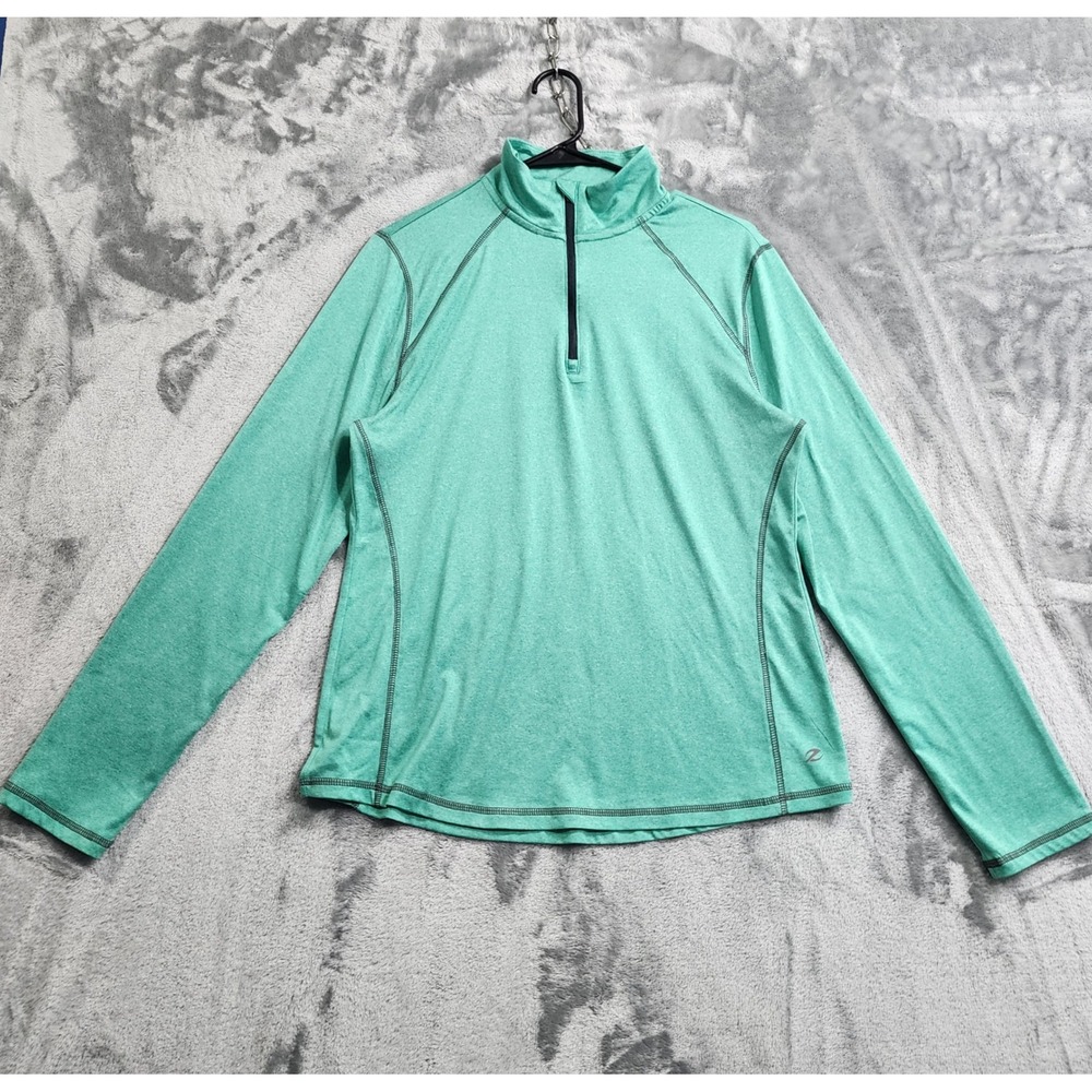 Energy Zone‎ Performance Top Womens M Green Black 1/4 Zip Pullover Workout Gym